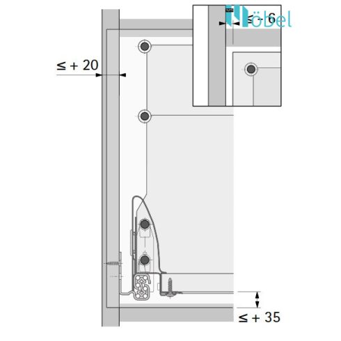 HETTICH Szerelősablon Practica Innotech fiókelő szereléshez 