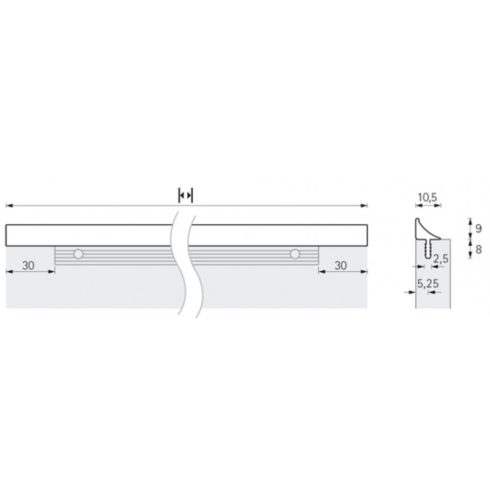 HETTICH Riazza fogantyú 895 mm inox  