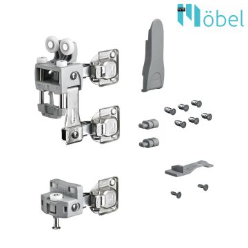   Hettich Wingline L görgőkészlet, 25 kg, jobb szürke, Pull to move