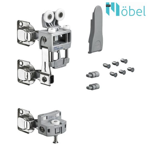 Hettich Wingline L görgőkészlet, 25 kg, bal szürke, Push to move