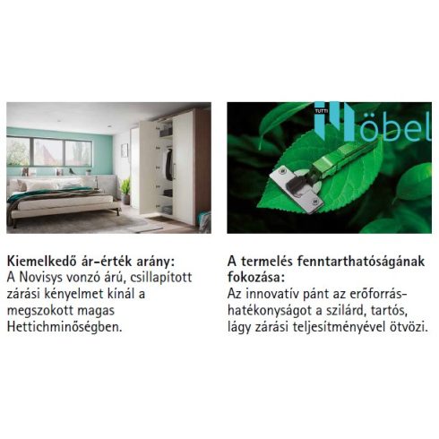Hettich Novisys pánt, talp nélkül, fékes, féligzáródó