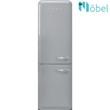   SMEG retro hűtő/fagyasztó, no-frost, 2 ajtós, ezüst színű, bal oldali pánt, D energiaosztály 