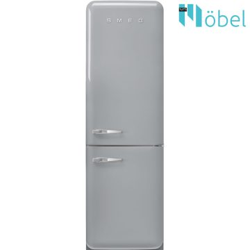   SMEG retro hűtő/fagyasztó, no-frost, 2 ajtós, ezüst színű, jobb oldali pánt, D energiaosztály 