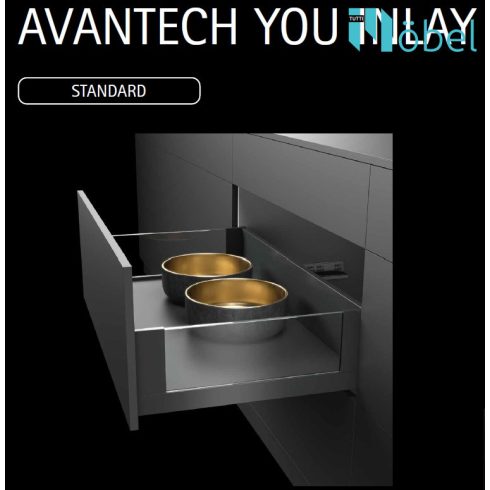 HETTICH AVANTECH YOU fiókkészlet QUADRO YOU fióksínnel, H-101, L-500 mm, fehér