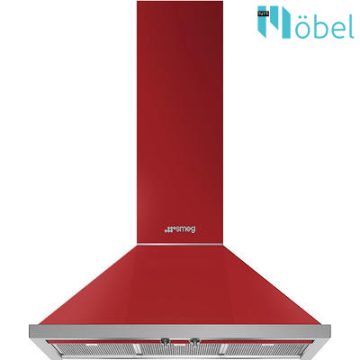   SMEG páraelszívó, fali, kürtős, 90 cm, Portofino design, piros