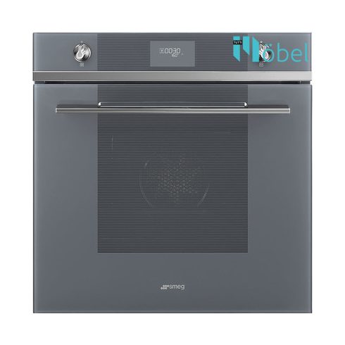 SMEG beépíthető sütő, multifunkciós, pirolitikus tisztítás, 70 l, LCD kijelző, 2 vezérlőgomb, Linea design, ezüstszürke