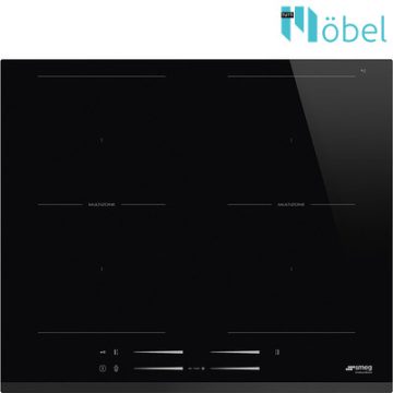   SMEG indukciós főzőlap, 60 cm, 4 multizone, Auto-vent, slider érintőszenzor, munkalapszintű beépítés, lekerekített él
