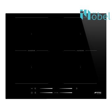   SMEG indukciós főzőlap, 60 cm, 4 multizone, Auto-vent, slider érintőszenzor, munkalapszintű beépítés, egyenes él