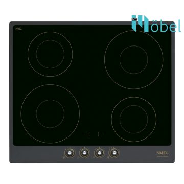   SMEG indukciós főzőlap, 60 cm, 4 booster zóna, Cortina design, antracit/ bronz 