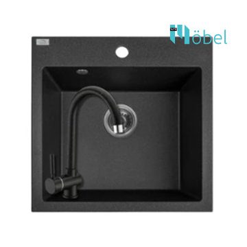   LAVEO mosogató ALENA 490x490 mm + álló csaptelep fekete szett