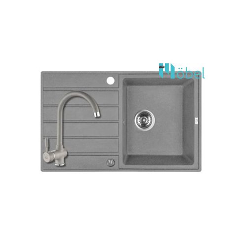 LAVEO mosogató MARGARITA 790x490x190 mm + álló csaptelep szürke szett