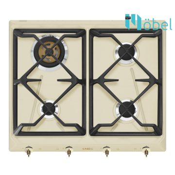   SMEG gáz főzőlap, 60 cm, 4 égő, Colonial design, bézs/ bronz