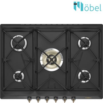   SMEG gáz főzőlap, 70 cm, 5 égő, Colonial design, antracit/ bronz