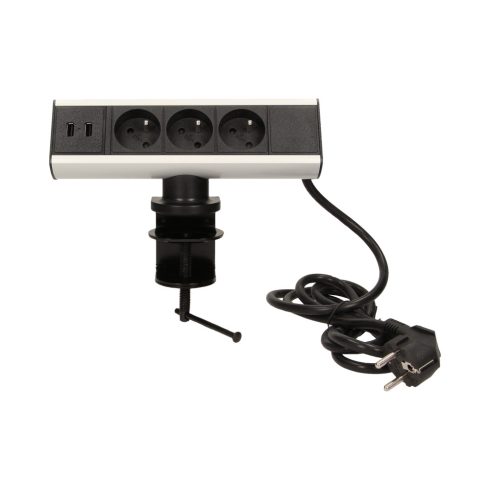 Asztallapra rögzíthető konnektor, USB töltővel