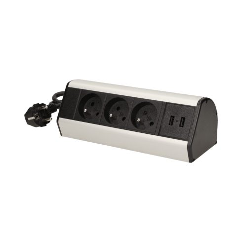 Asztallapra rögzíthető konnektor, USB töltővel