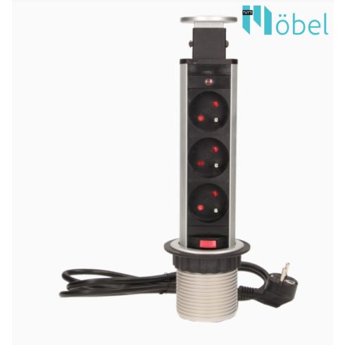 Pultba építhető konnektor torony, matt króm