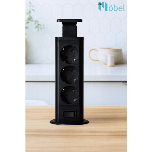 Pultba építhető konnektor torony, fekete