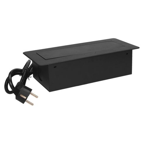 Asztallapba építhető konnektor, fekete, kerekített széllel (Magyar szabv.) GM9033(GS)/B