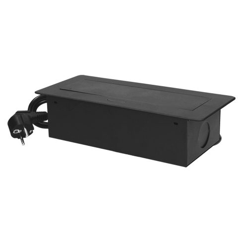 Asztallapba építhető konnektor, fekete, kerekített széllel (Magyar szabv.) GM9033(GS)/B