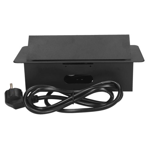 Asztallapba építhető konnektor, fekete, kerekített széllel (Magyar szabv.) GM9033(GS)/B