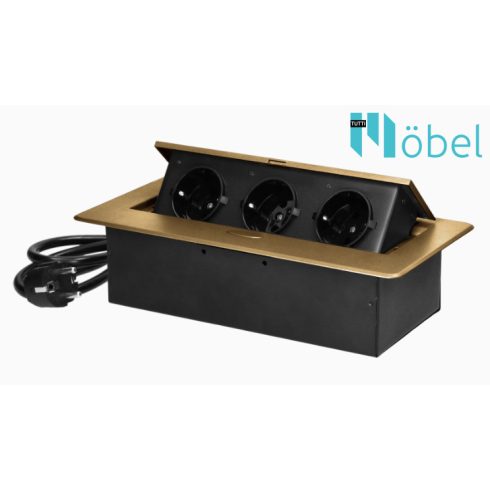 Asztallapba építhető konnektor, arany, kerekített széllel (Magyar szabv.) GM9033(GS)/C