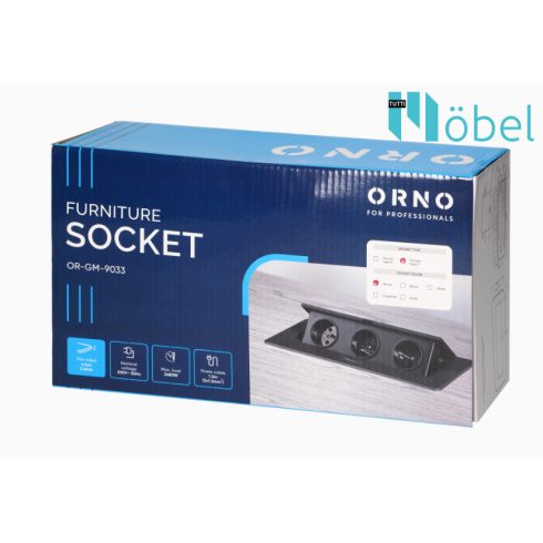 Asztallapba építhető konnektor, fehér, kerekített széllel (Magyar szabv.) GM9033(GS)/W