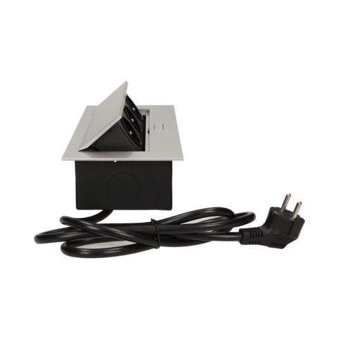 Asztallapba építhető konnektor, szögletes széllel 