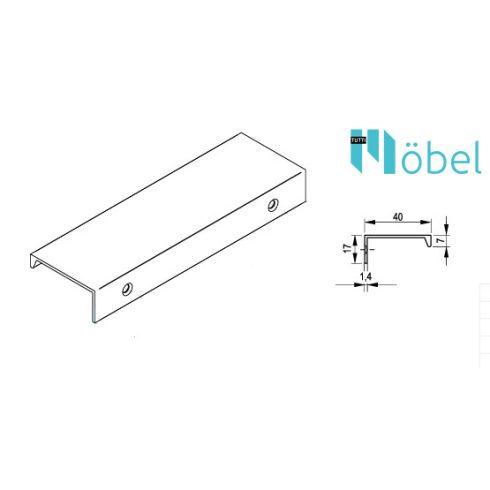 AL9 - MATT FEKETE 32/52 U alakú fogantyú hátulról csavarozható