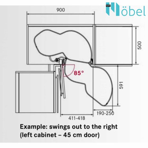 KESSEBÖHMER LEMANS II 450MM BALOS ARENACLASSIC SZÜRKE SZETT 600-750MM