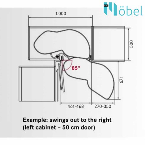 KESSEBÖHMER LEMANS II 500MM JOBBOS ARENACLASSIC SZÜRKE SZETT 600-750MM