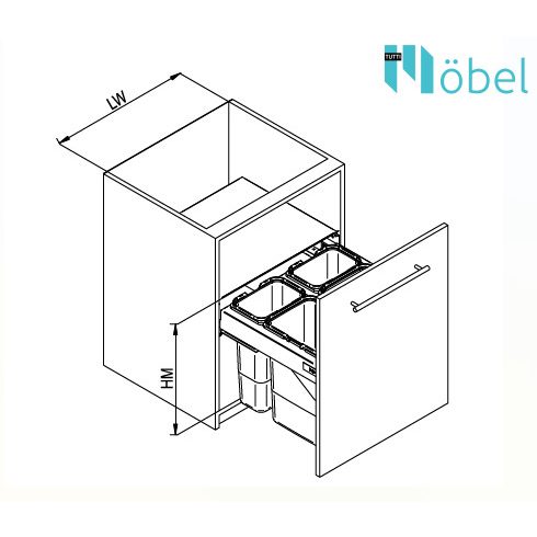 REJS SEGREGO Kihúzható szemetes (2x15L + 2x15L), 80-as szekrénybe H-320, 480 mm mélység