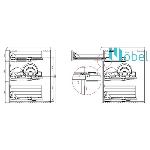 REJS VARIANT tányértartó fiók, csepegtetővel, L-450 mm, króm