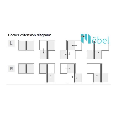 REJS CLASSICLine CORNER COMFORT kamravasalat sarokszekrénybe, 1200 mm, grafit, bal