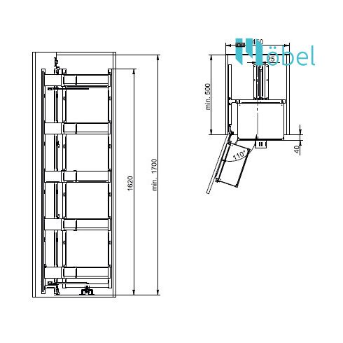 REJS MAXIMA CLASSICLine SPACE DUO kamravasalat, 450 mm, 5 polc, 1700 mm, grafit