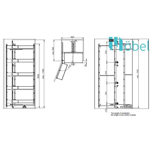 REJS MAXIMA CLASSICLine SPACE DUO kamravasalat, 450 mm, 5 polc, 1700 mm, grafit