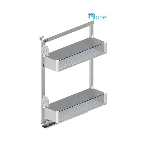 REJS MAXIMA PUROLine MINI oldalszerelésű kosár, fékes sínnel, 150 mm, matt fekete/tölgy, jobb