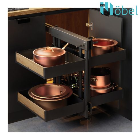 REJS MAXIMA PUROLine CORNER COMFORT kamravasalat sarokszekrénybe, 1200 mm, matt fekete/tölgy, bal