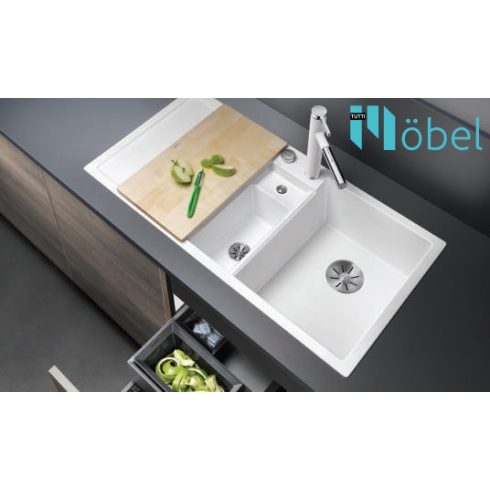 BLANCO DELTA II Silgranit mosogatótálca, fehér, tartozékokkal, excenterrel