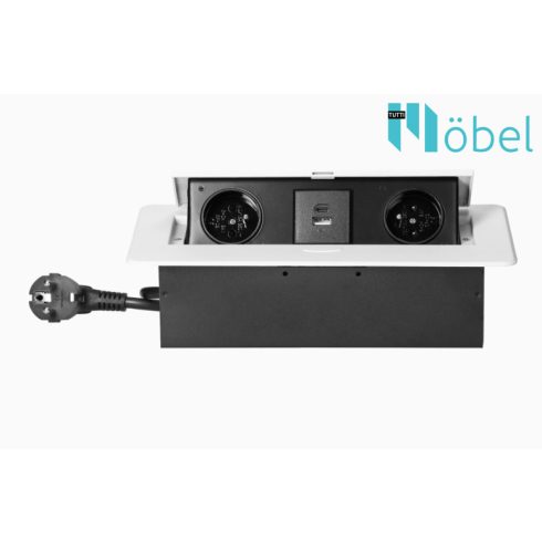 Asztallapba építhető konnektor + USB, fehér, (Magyar szabv.) GM9035 (GS)/W